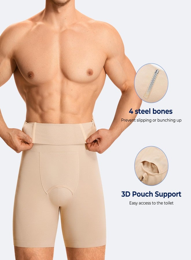 TAILONG Mens Shapewear Tummy Control Underwear Compression Shorts Slimming Body Shaper Leg Boxer Briefs Beige - Image 2